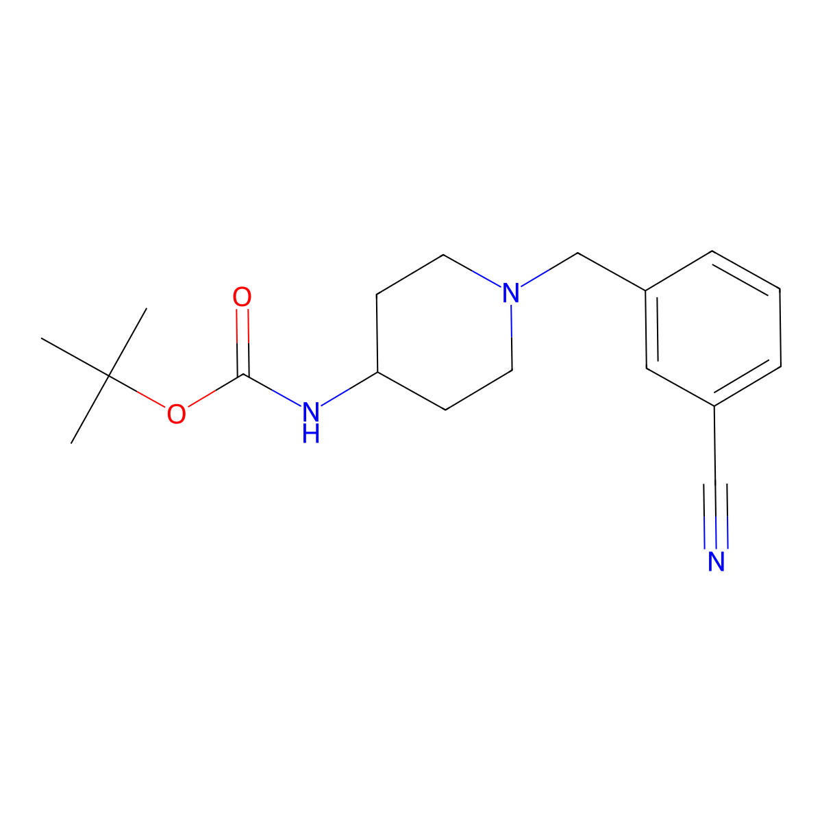 tert-Butyl 1-(3-cyanobenzyl)piperidin-4-ylcarbamate molecular structure, CAS 1286274-35-8
