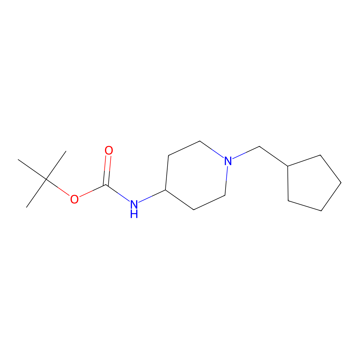 tert-Butyl 1-(cyclopentylmethyl)piperidin-4-ylcarbamate molecular structure, CAS 1286274-37-0