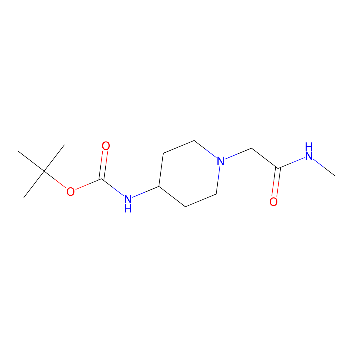 tert-Butyl 1-[2-(methylamino)-2-oxoethyl]piperidin-4-ylcarbamate molecular structure, CAS 1286274-43-8