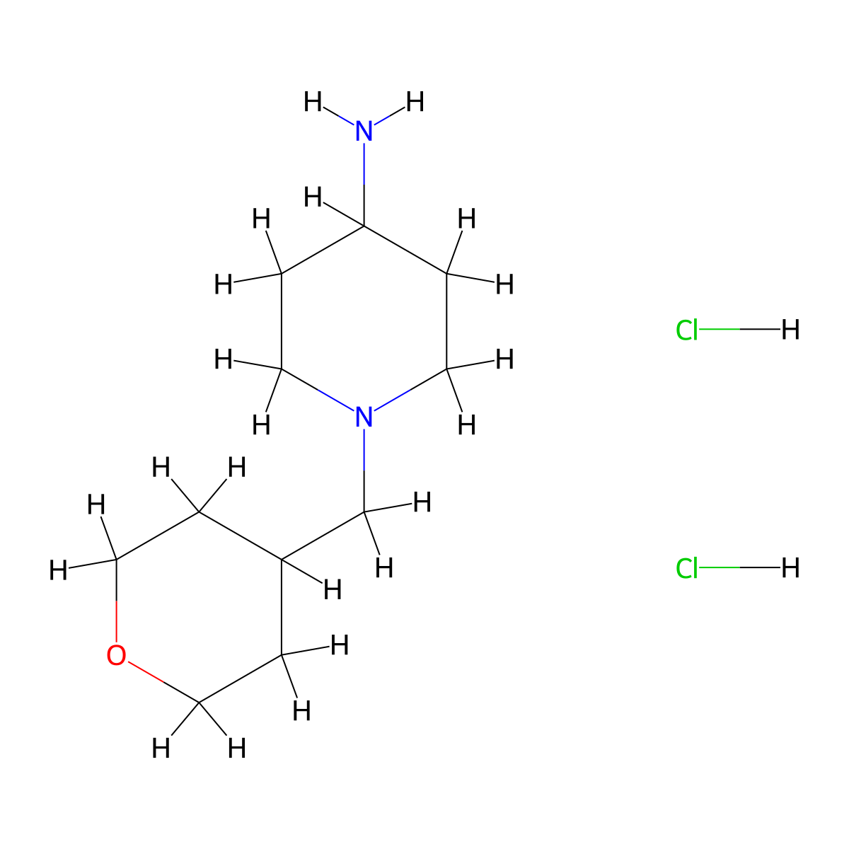 1-((Oxan-4-yl)methyl)piperidin-4-amine dihydrochloride molecular structure, CAS 1286274-47-2