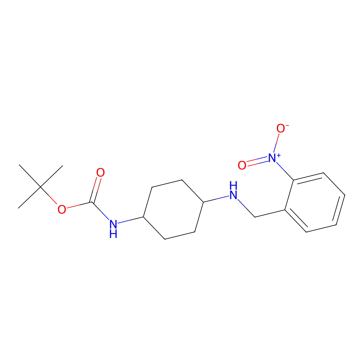 tert-Butyl (1R*,4R*)-4-(2-nitrobenzylamino)cyclohexylcarbamate molecular structure, CAS 1286274-49-4
