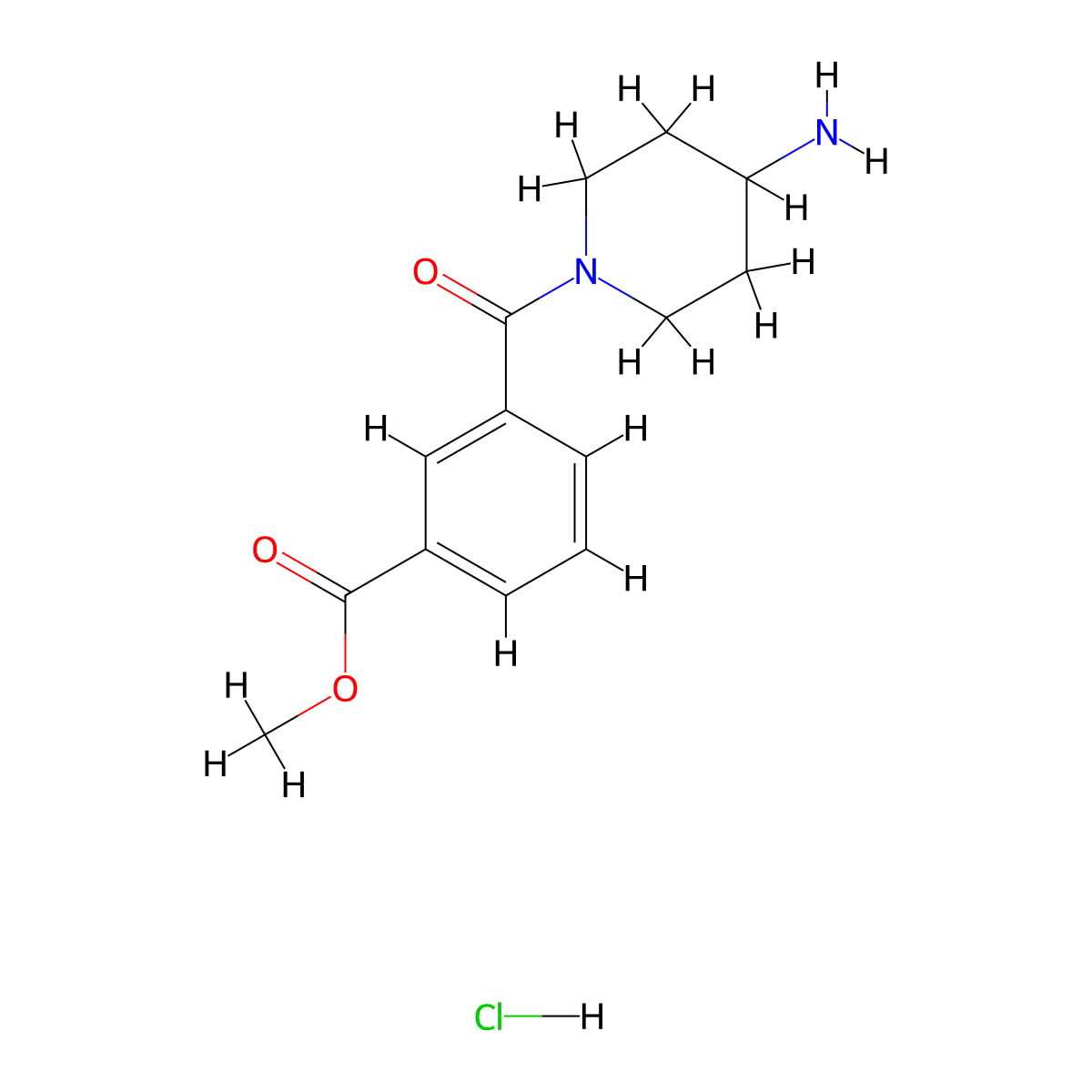 Methyl 3-(4-aminopiperidine-1-carbonyl)benzoate hydrochloride molecular structure, CAS 1286274-56-3