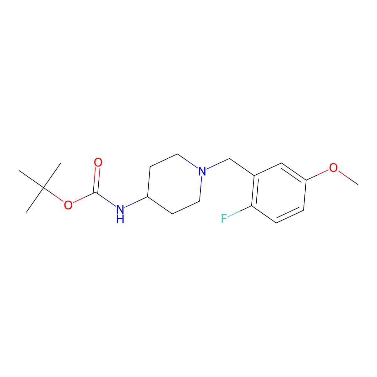 tert-Butyl 1-(2-fluoro-5-methoxybenzyl)piperidin-4-ylcarbamate molecular structure, CAS 1286274-59-6