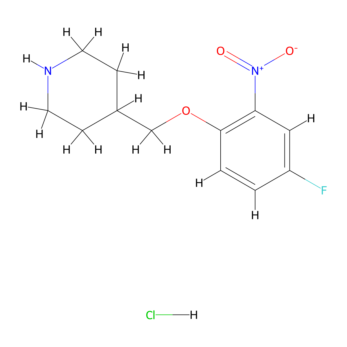 4-[(4-Fluoro-2-nitrophenoxy)methyl]piperidine hydrochloride molecular structure, CAS 1286274-64-3