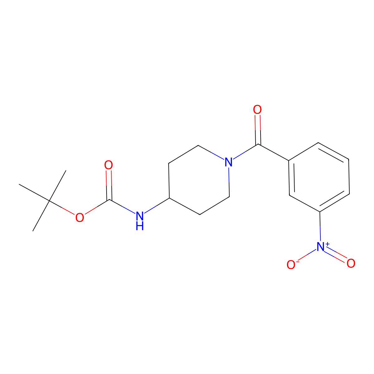 tert-Butyl 1-(3-nitrobenzoyl)piperidin-4-ylcarbamate molecular structure, CAS 1286274-65-4