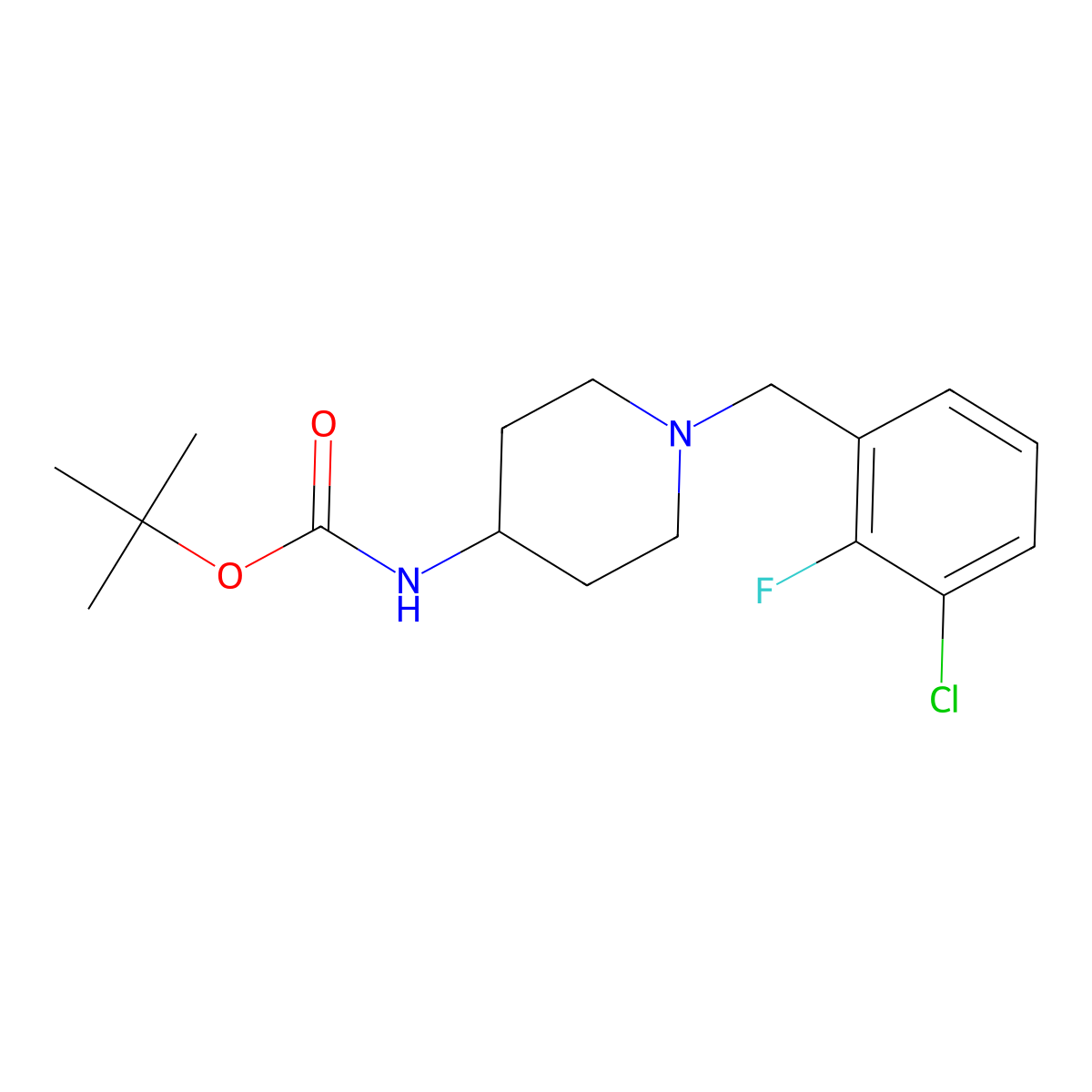 tert-Butyl 1-(3-chloro-2-fluorobenzyl)piperidin-4-ylcarbamate molecular structure, CAS 1286274-67-6