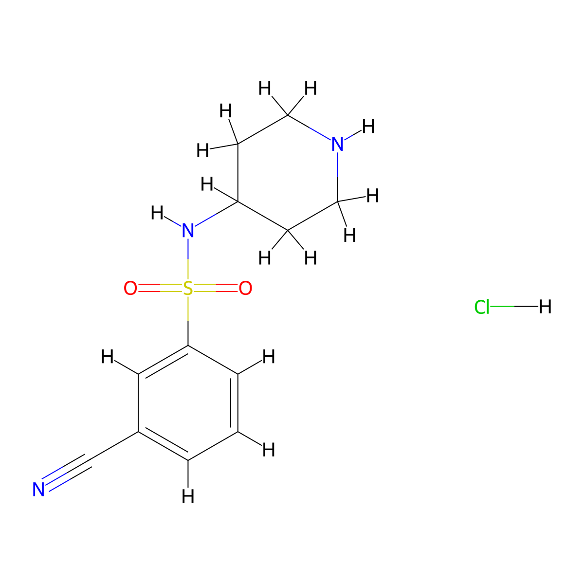 3-Cyano-N-piperidin-4-yl-benzenesulfonamide hydrochloride molecular structure, CAS 1286274-75-6