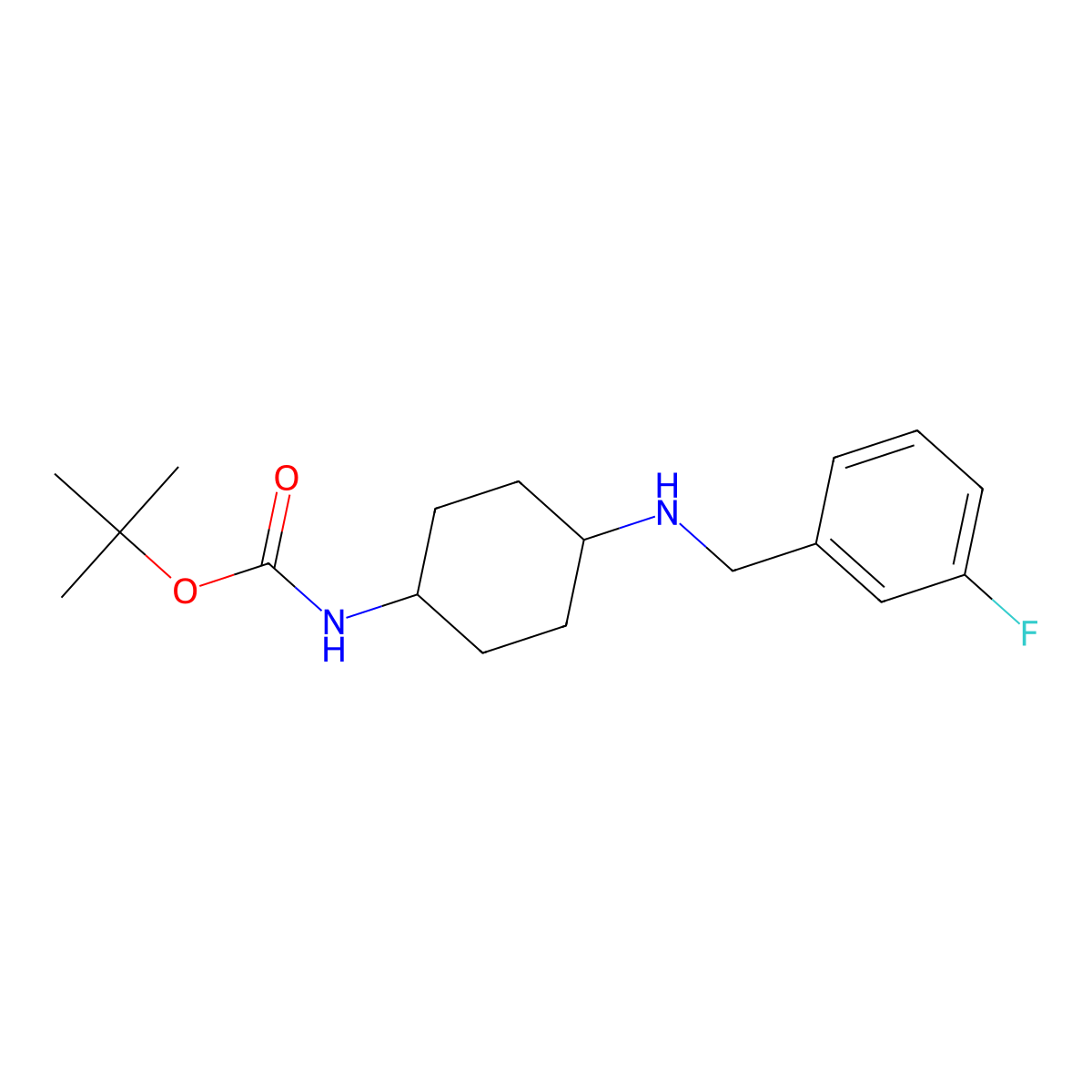 tert-Butyl (1R*,4R*)-4-(3-fluorobenzylamino)-cyclohexylcarbamate molecular structure, CAS 1286274-76-7