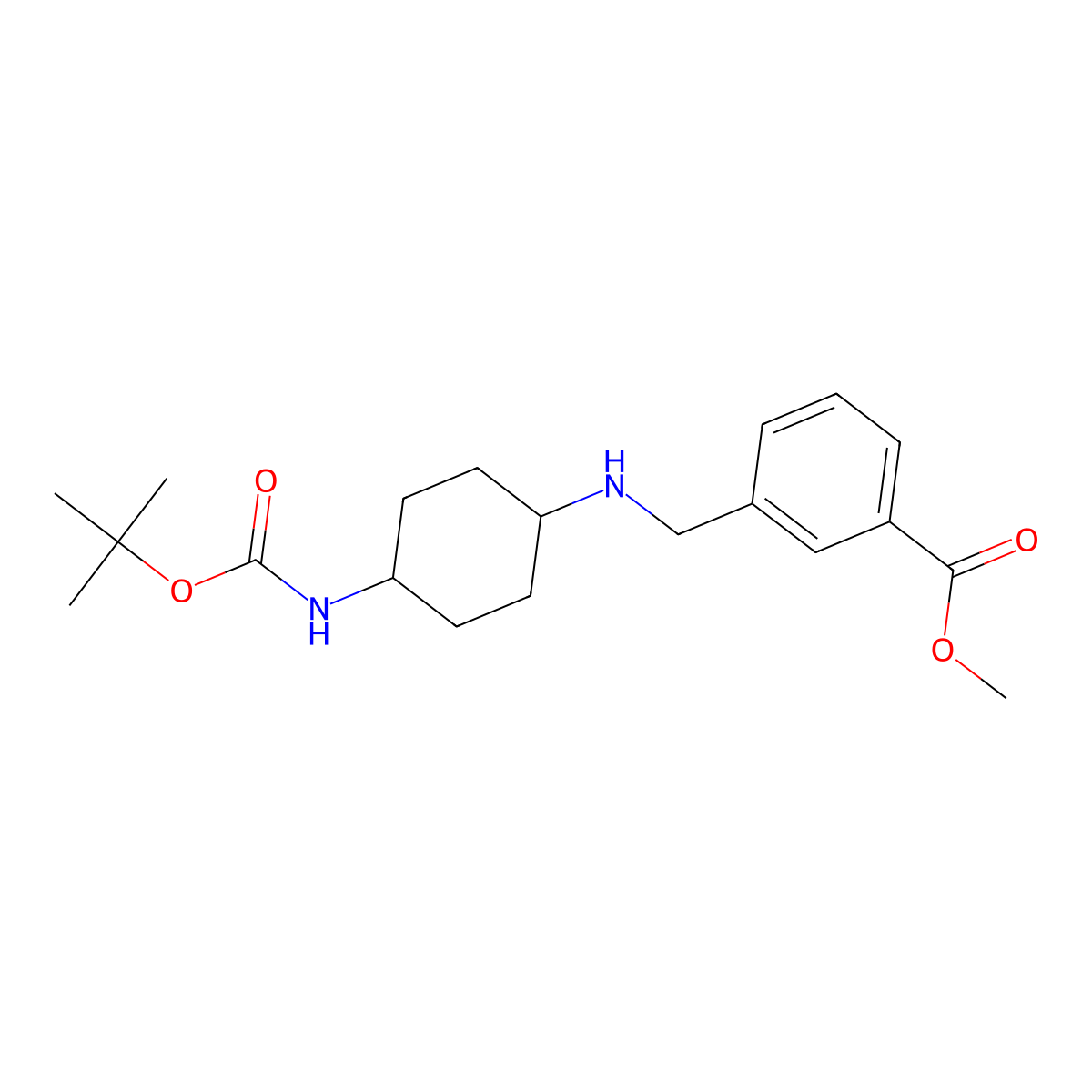 Methyl 3-[(1R*,4R*)-4-(tert-butoxycarbonylamino)-cyclohexylamino]methyl]benzoate molecular structure, CAS 1286274-77-8