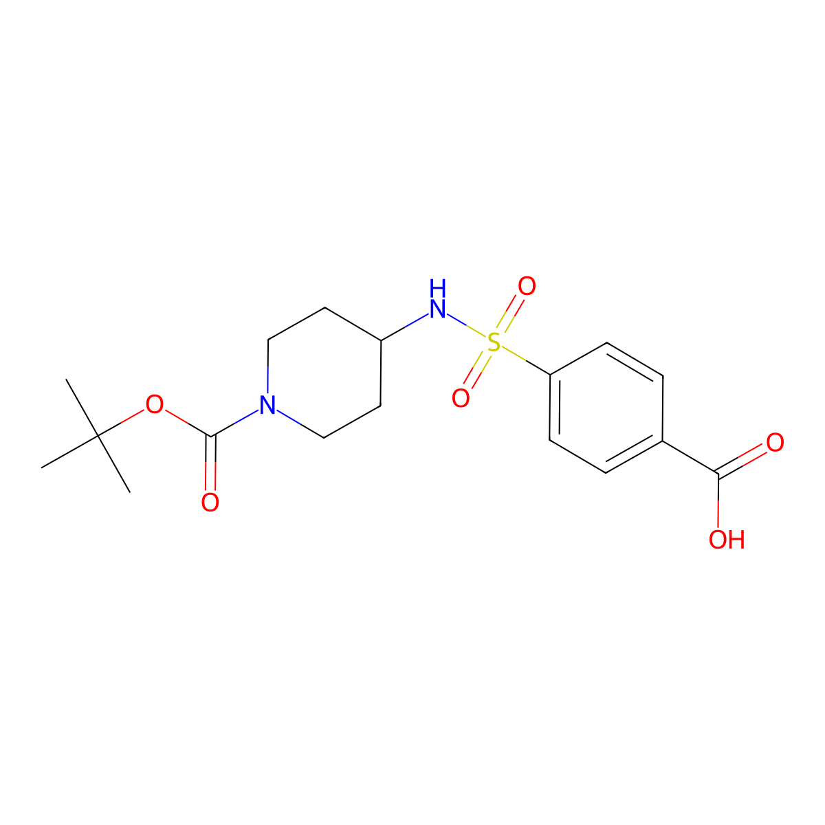 4-[1-(tert-Butoxycarbonyl)piperidin-4-ylaminosulfonyl]benzoic acid molecular structure, CAS 1286274-79-0