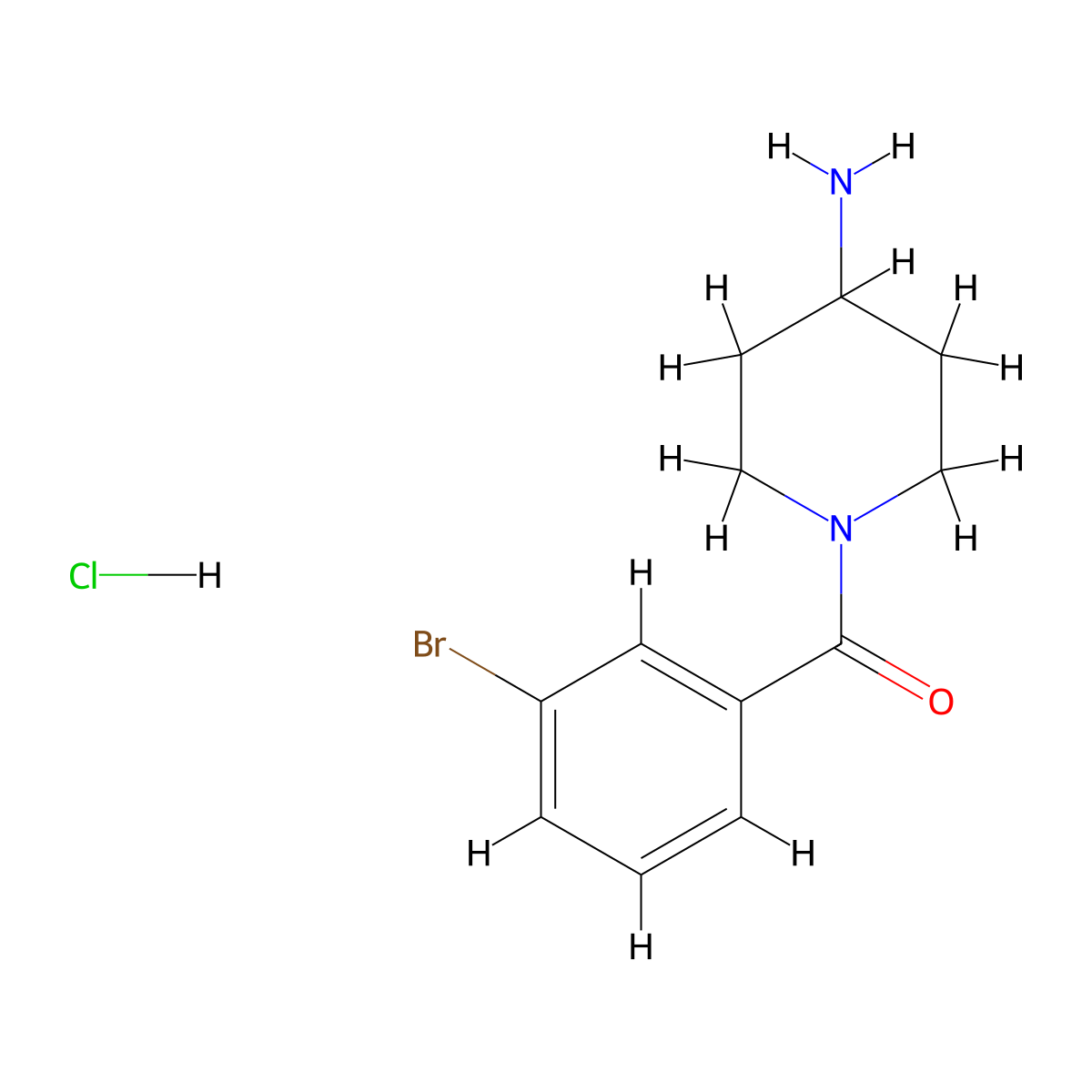 (4-Aminopiperidin-1-yl)(3-bromophenyl)methanone hydrochloride molecular structure, CAS 1286274-81-4
