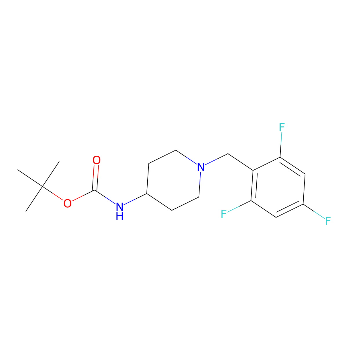 tert-Butyl 1-(2,4,6-trifluorobenzyl)piperidin-4-ylcarbamate molecular structure, CAS 1286274-82-5