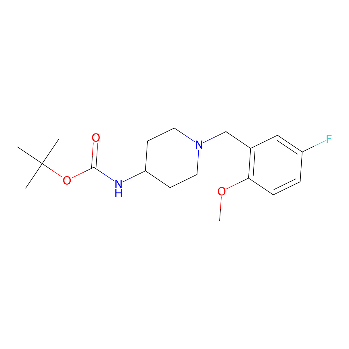 tert-Butyl 1-(5-fluoro-2-methoxybenzyl)piperidin-4-ylcarbamate molecular structure, CAS 1286274-91-6