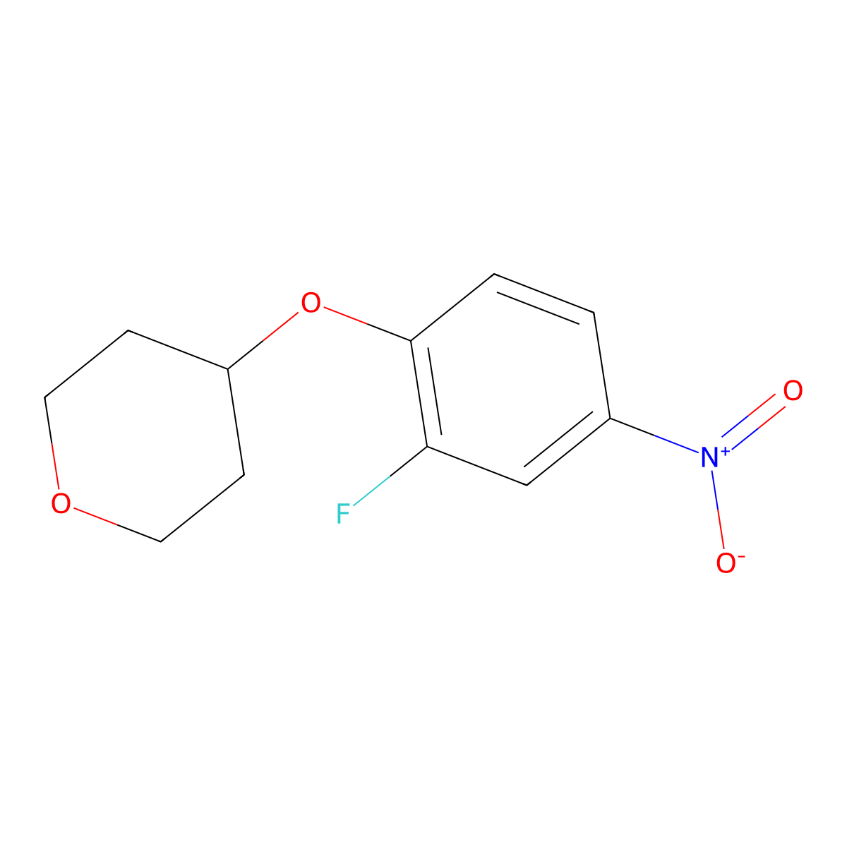 4-(2-Fluoro-4-nitrophenoxy)tetrahydro-2H-pyran molecular structure, CAS 1286275-11-3