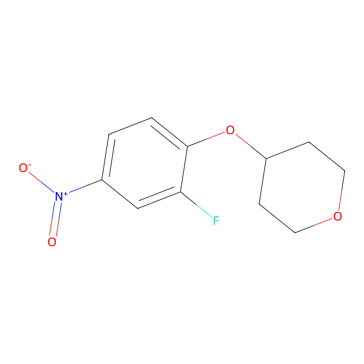 4-(2-Fluoro-4-nitrophenoxy)tetrahydro-2H-pyran molecular structure, CAS 1286275-11-3