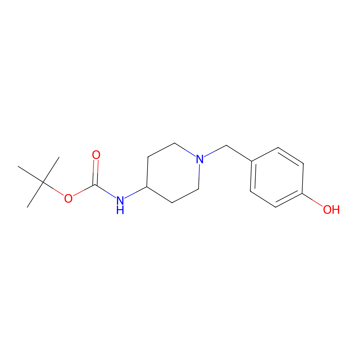 tert-Butyl 1-(4-hydroxybenzyl)piperidin-4-ylcarbamate molecular structure, CAS 1286275-25-9