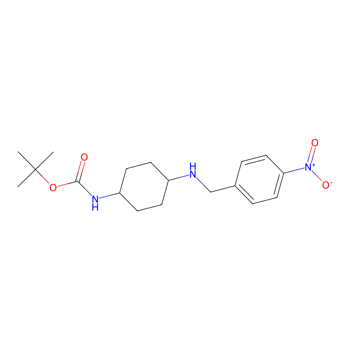 tert-Butyl (1R*,4R*)-4-(4-nitrobenzylamino)cyclohexylcarbamate molecular structure, CAS 1286275-33-9