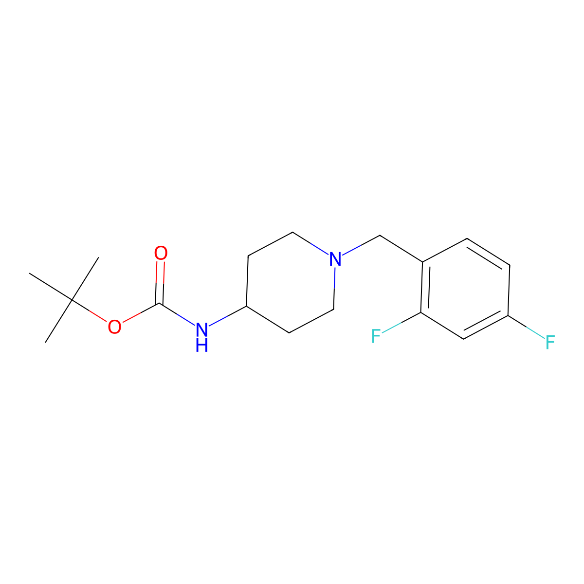 tert-Butyl 1-(2,4-difluorobenzyl)piperidin-4-ylcarbamate molecular structure, CAS 1286275-49-7