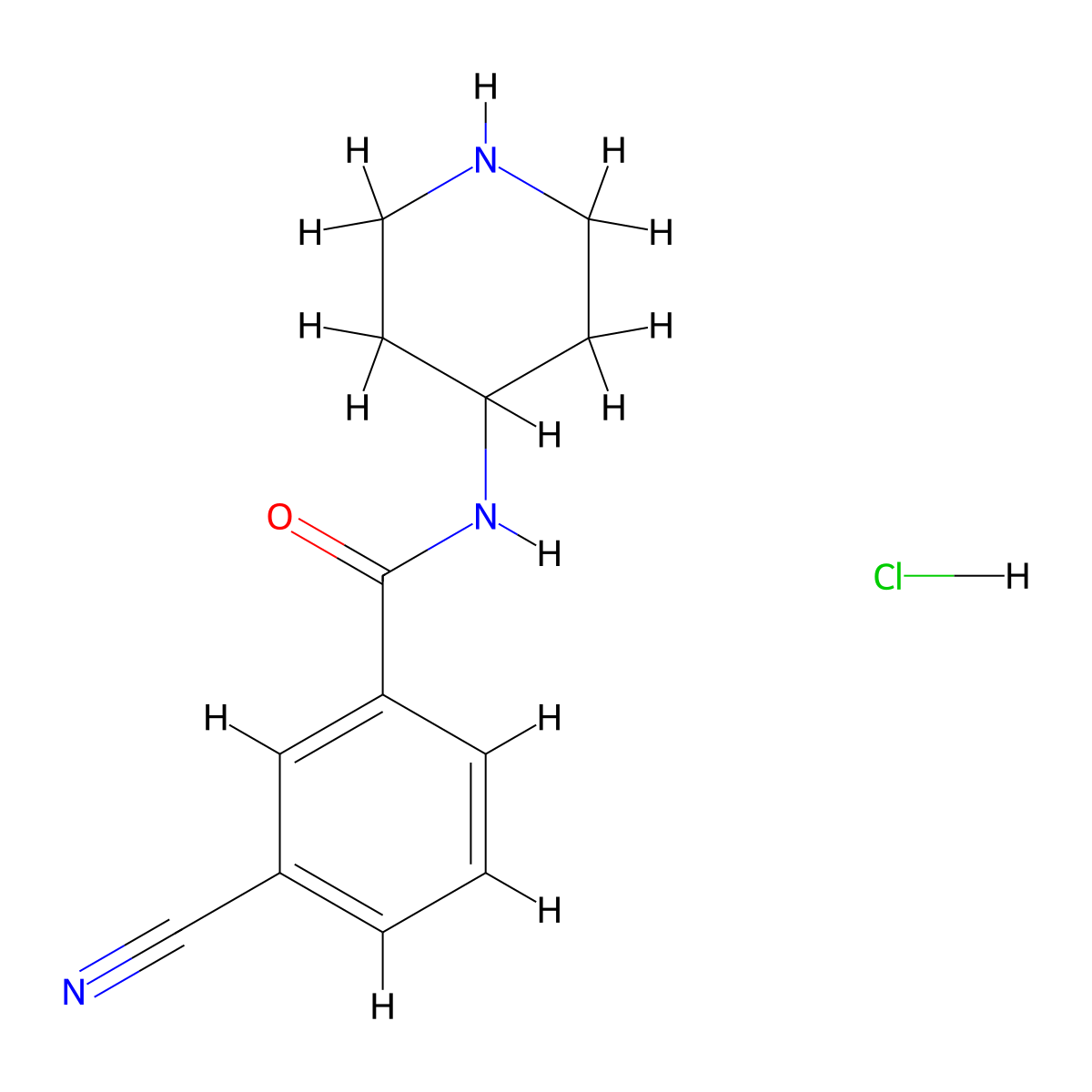 3-Cyano-N-piperidin-4-yl-benzamide hydrochloride molecular structure, CAS 1286275-58-8