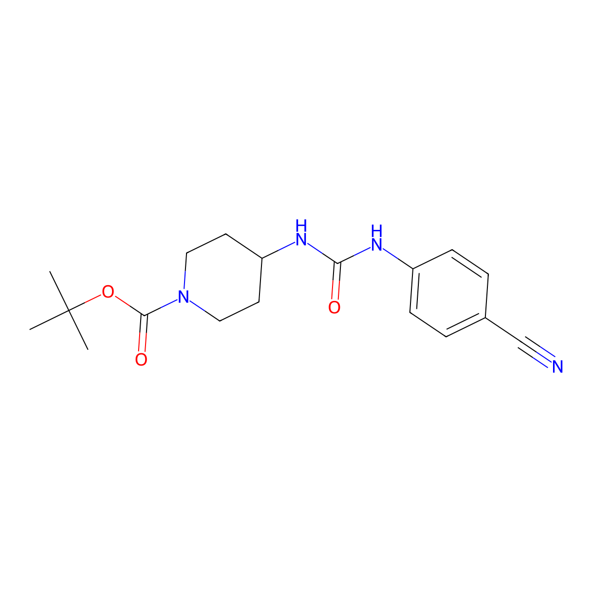 tert-Butyl 4-[3-(4-cyanophenyl)ureido]piperidine-1-carboxylate molecular structure, CAS 1286275-60-2