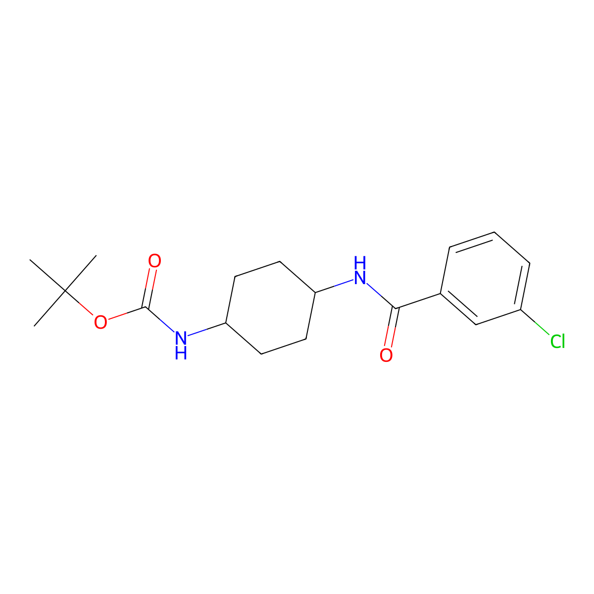 tert-Butyl (1R*,4R*)-4-(3-chlorobenzamido)-cyclohexylcarbamate molecular structure, CAS 1286275-62-4