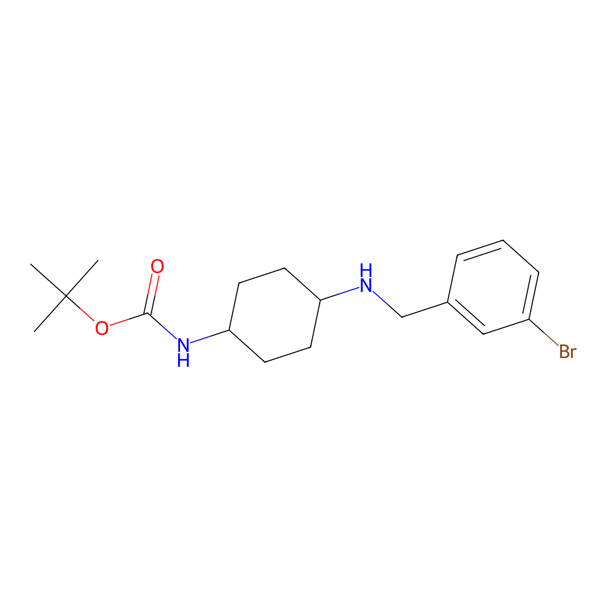 tert-Butyl (1R*,4R*)-4-(3-bromobenzylamino)-cyclohexylcarbamate molecular structure, CAS 1286275-65-7