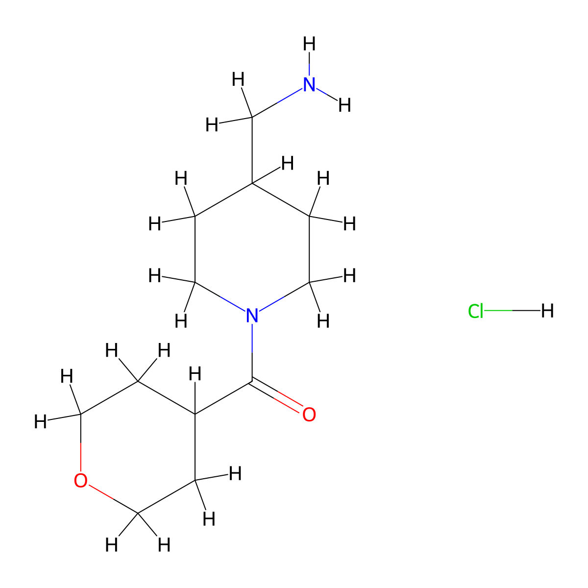 [4-(Aminomethyl)piperidin-1-yl](tetrahydro-2H-pyran-4-yl)methanone hydrochloride molecular structure, CAS 1286275-68-0