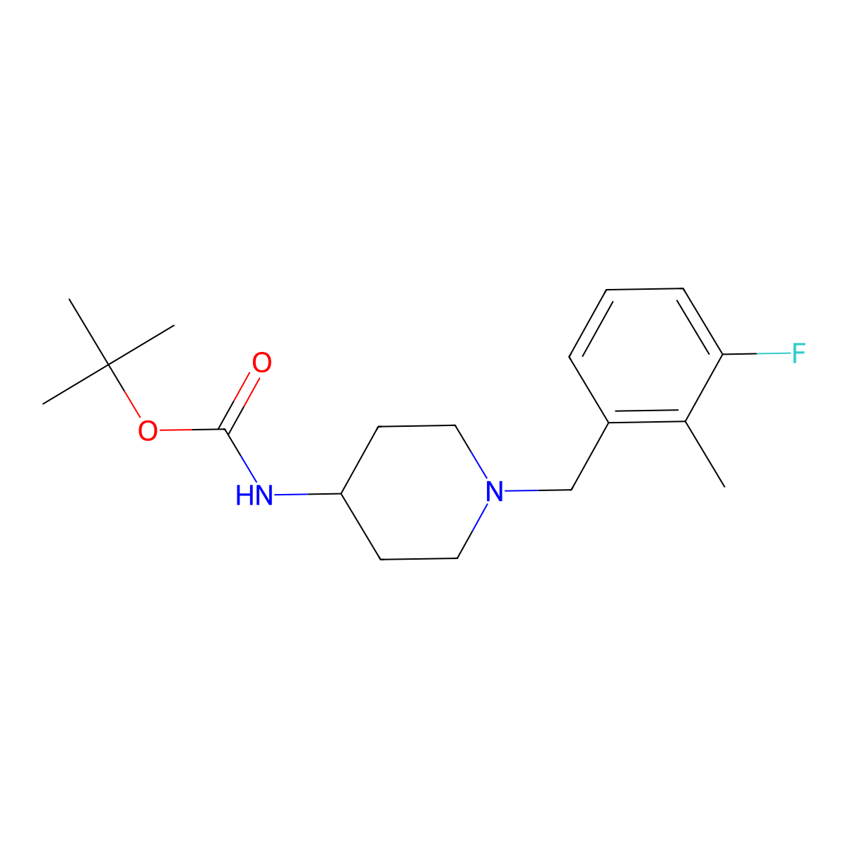 tert-Butyl 1-(3-fluoro-2-methylbenzyl)piperidin-4-ylcarbamate molecular structure, CAS 1286275-70-4