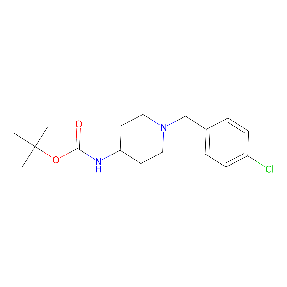 tert-Butyl 1-(4-chlorobenzyl)piperidin-4-ylcarbamate molecular structure, CAS 1286275-72-6