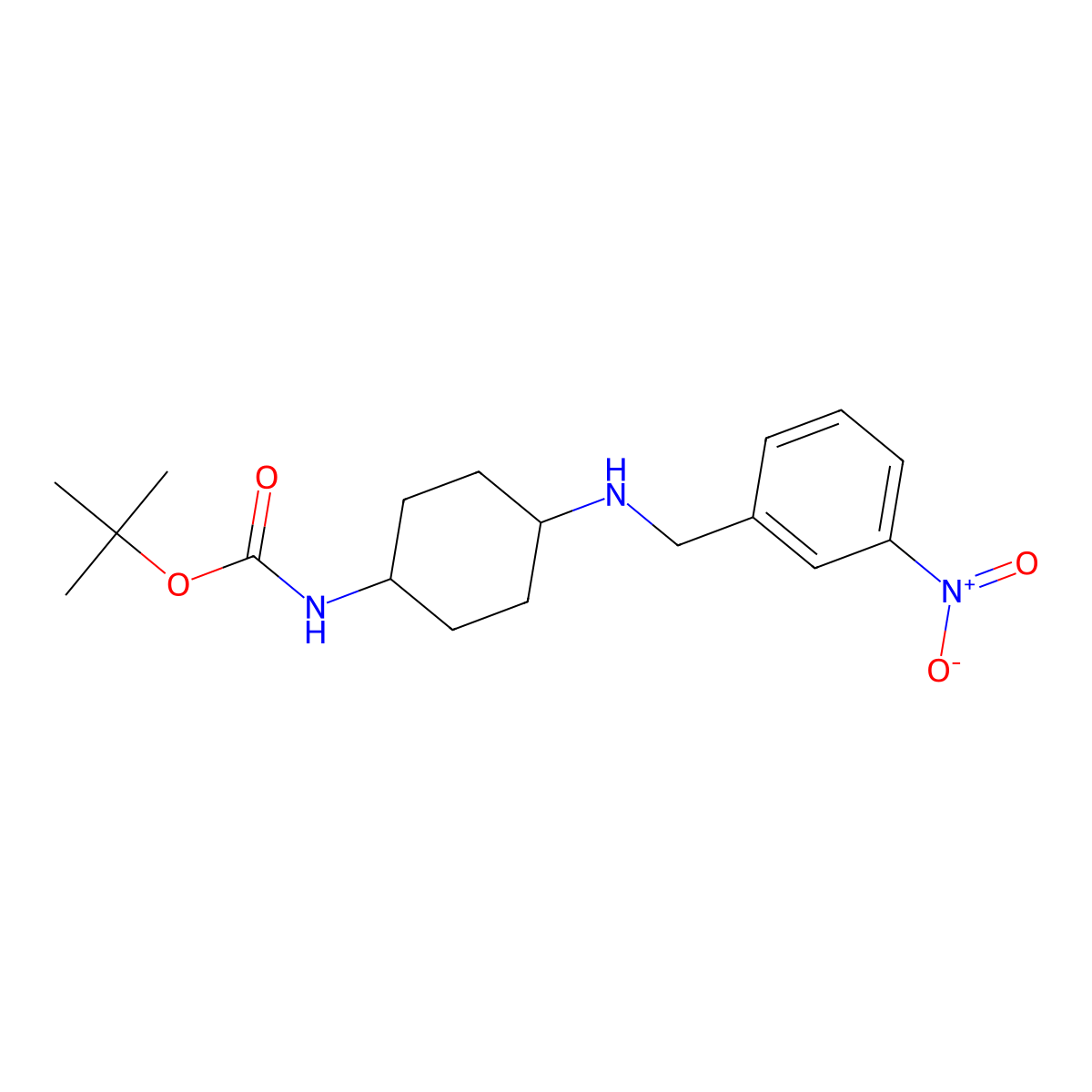 tert-Butyl (1R*,4R*)-4-(3-nitrobenzylamino)cyclohexylcarbamate molecular structure, CAS 1286275-76-0