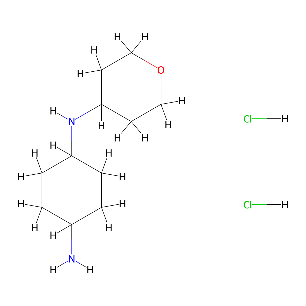 (1R*,4R*)-N1-(Tetrahydro-2H-pyran-4-yl)cyclohexane-1,4-diamine dihydrochloride molecular structure, CAS 1286275-80-6