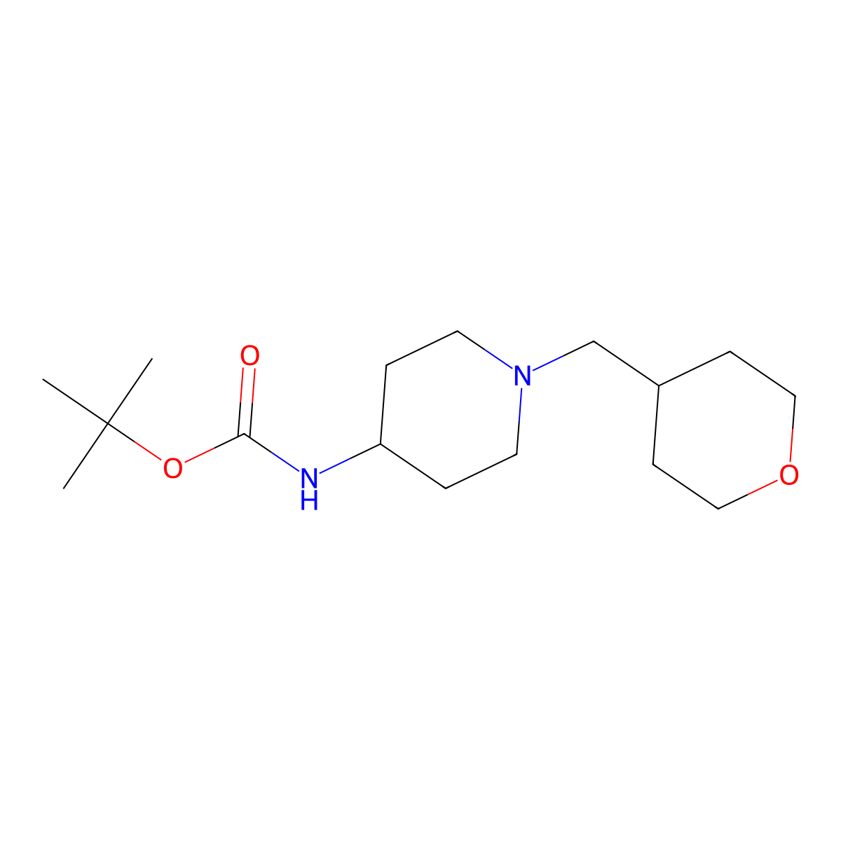 tert-Butyl 1-[(tetrahydro-2H-pyran-4-yl)methyl]piperidin-4-ylcarbamate molecular structure, CAS 1286275-85-1
