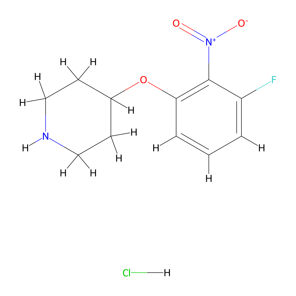 4-(3-Fluoro-2-nitrophenoxy)piperidine hydrochloride molecular structure, CAS 1286275-90-8