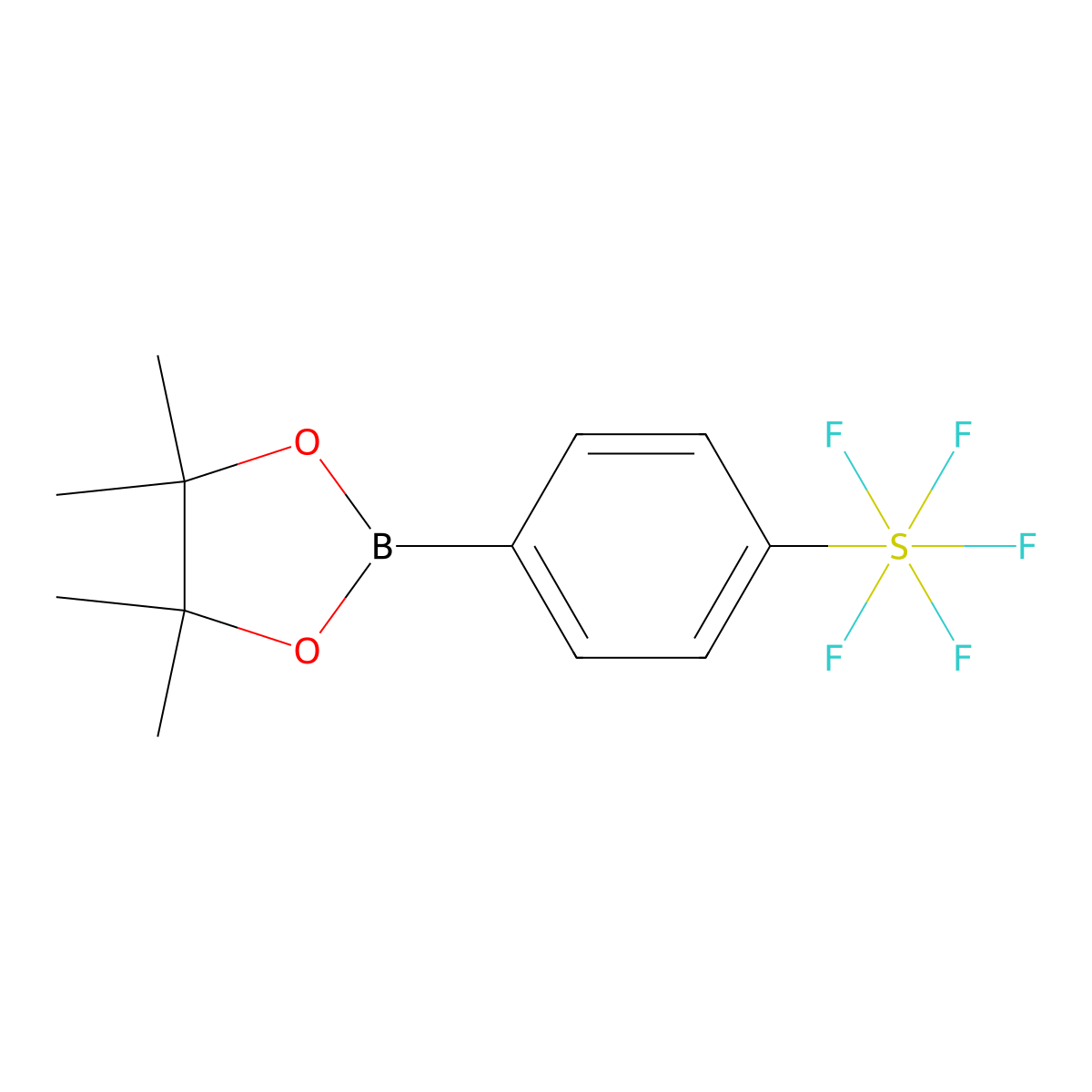 4,4,5,5-Tetramethyl-2-(4-(pentafluoro-lambda6-sulfanyl)phenyl)-1,3,2-dioxaborolane molecular structure, CAS 1286278-34-9
