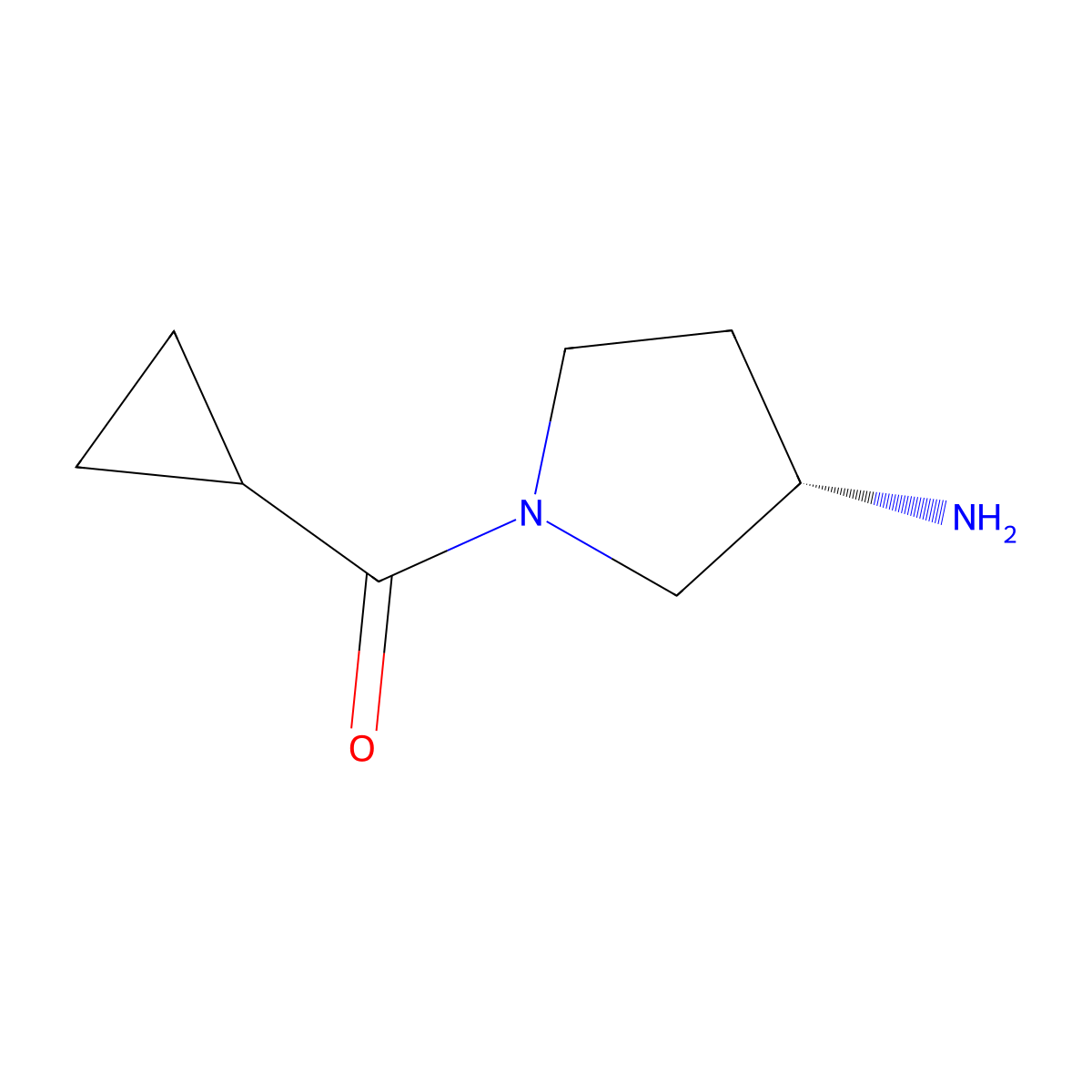 (S)-(3-aminopyrrolidin-1-yl)(cyclopropyl)methanone molecular structure, CAS 1286317-23-4
