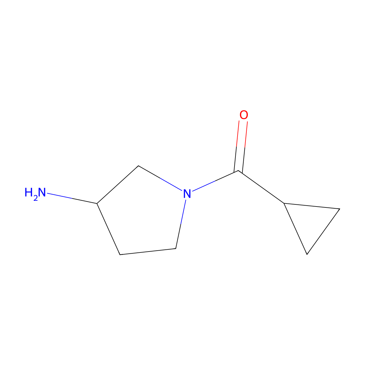 (R)-(3-Aminopyrrolidin-1-yl)(cyclopropyl)methanone molecular structure, CAS 1286317-39-2