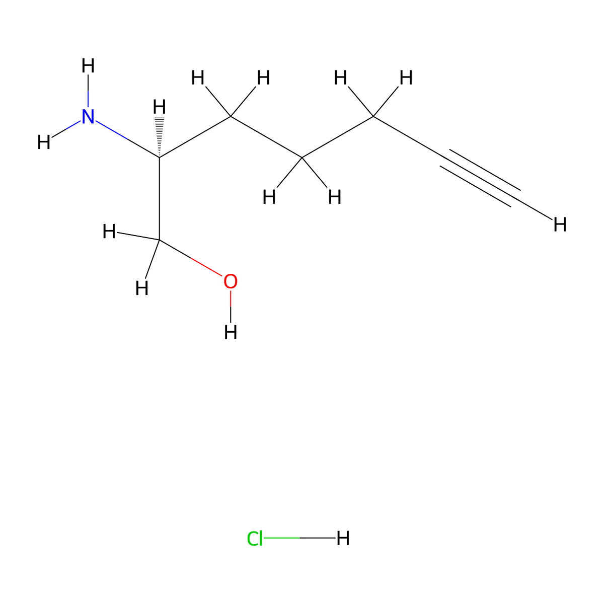 (S)-bishomopropargylglycinol hydrochloride molecular structure, CAS 1286330-02-6