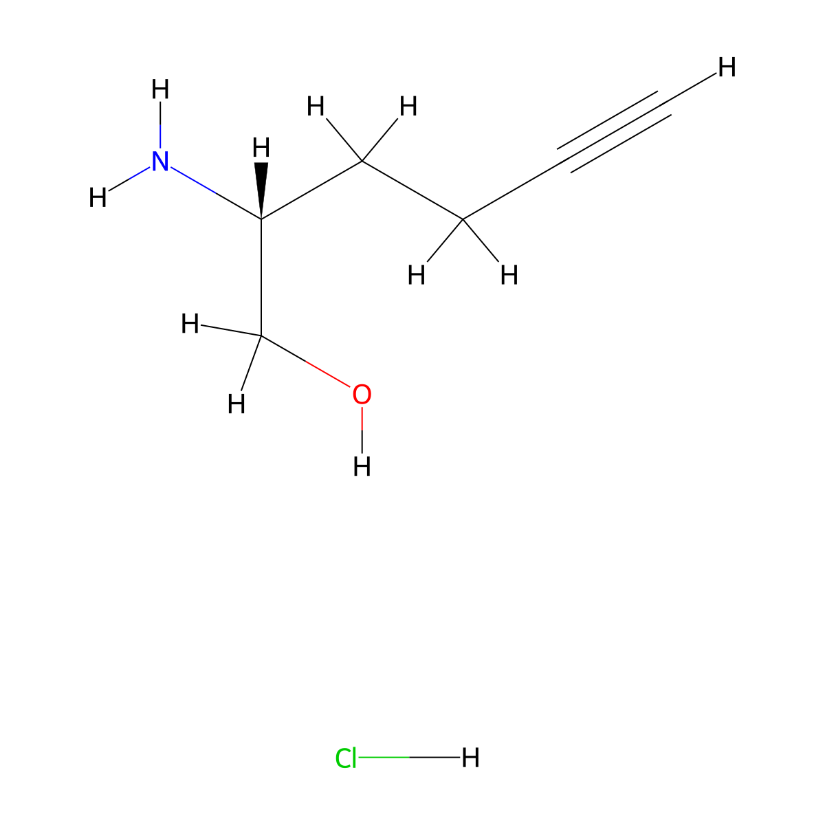 (R)-homopropargylglycinol hydrochloride molecular structure, CAS 1286330-03-7