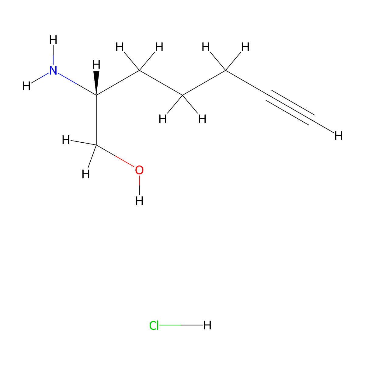 (R)-bishomopropargylglycinol hydrochloride molecular structure, CAS 1286330-05-9