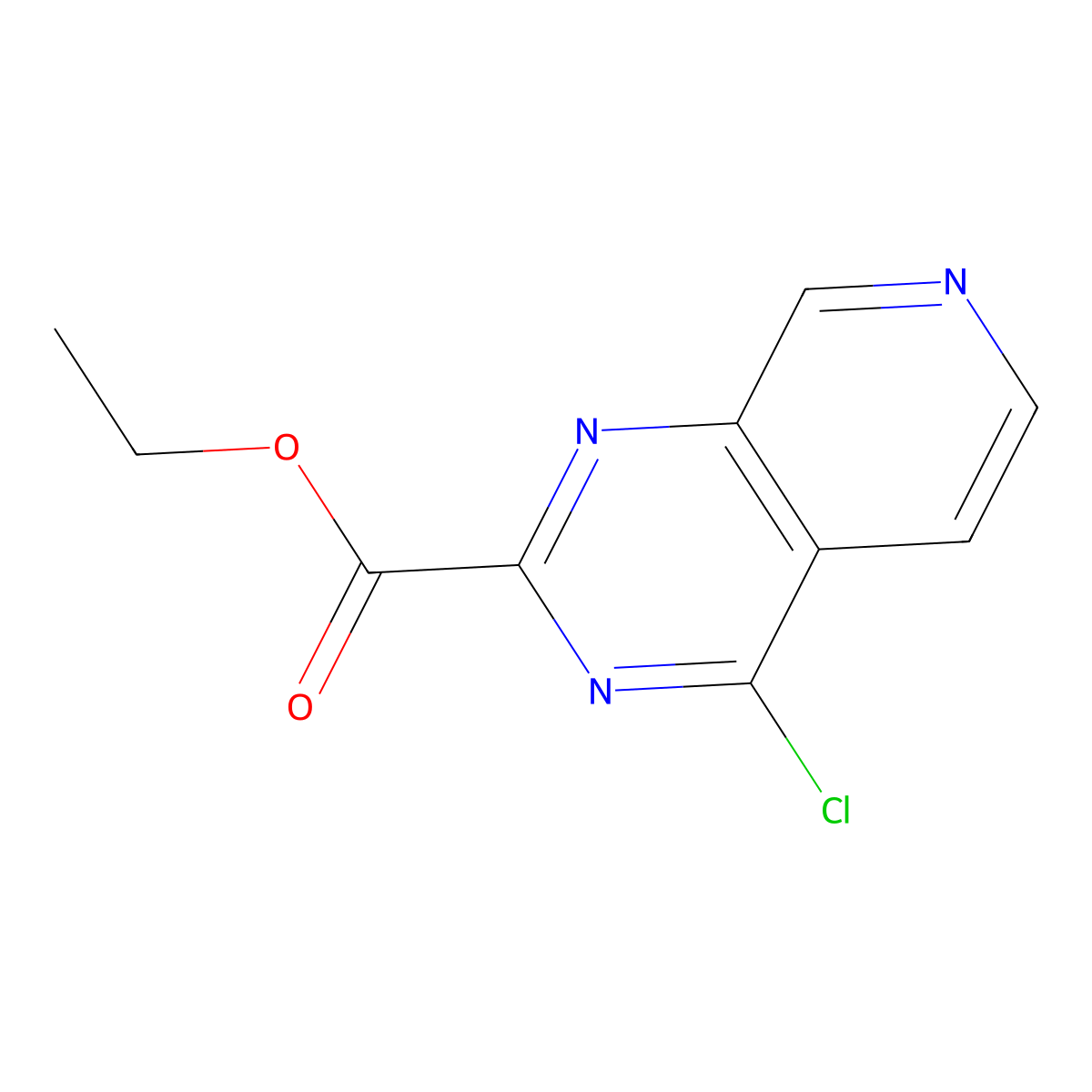 Ethyl 4-chloropyrido[3,4-d]pyrimidine-2-carboxylate molecular structure, CAS 1286330-15-1