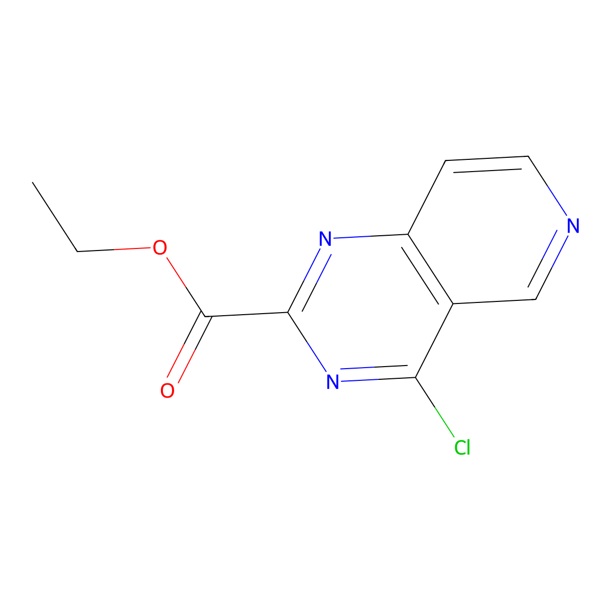 Ethyl 4-chloropyrido[4,3-d]pyrimidine-2-carboxylate molecular structure, CAS 1286330-20-8