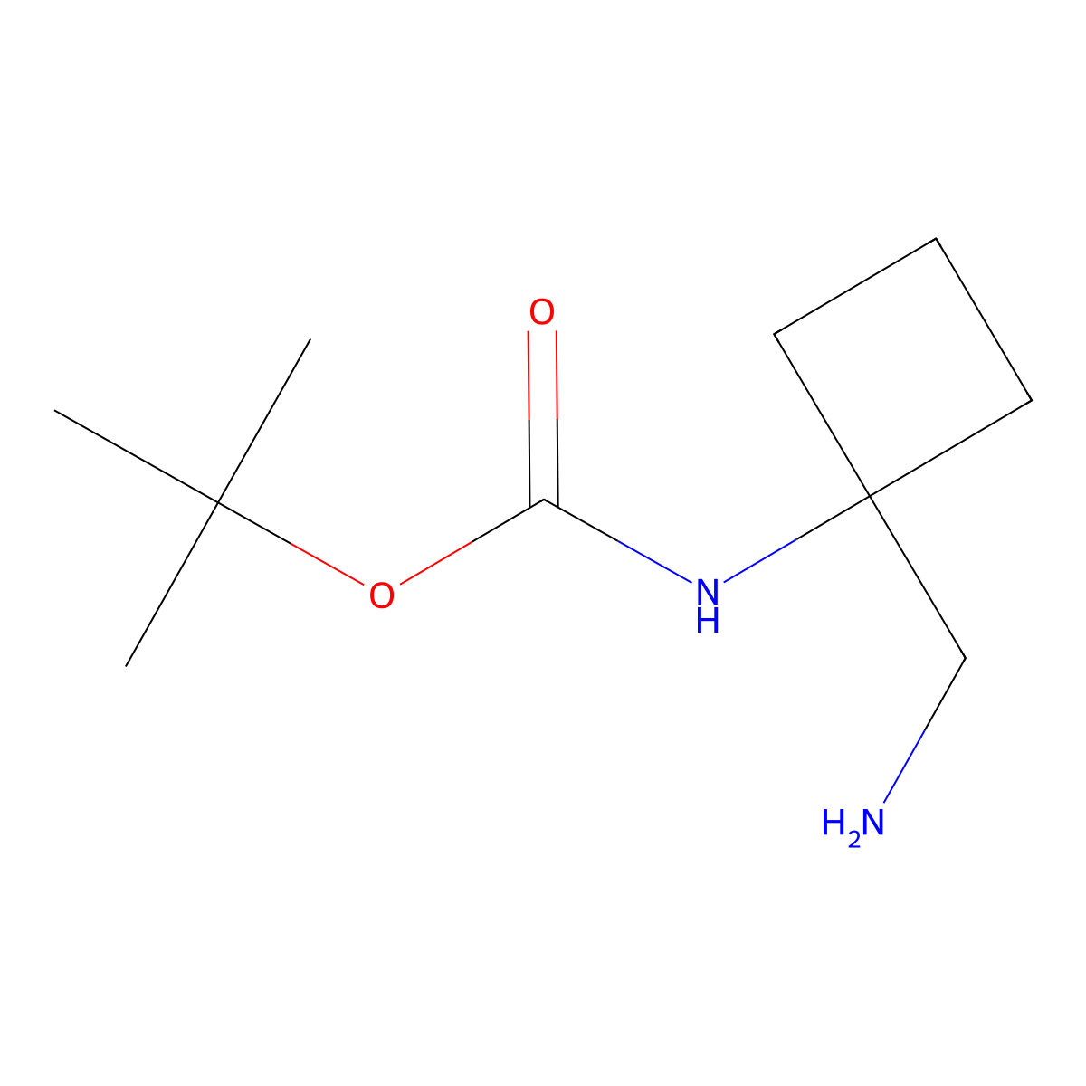tert-butyl N-(1-(aminomethyl)cyclobutyl)carbamate molecular structure, CAS 1286330-22-0
