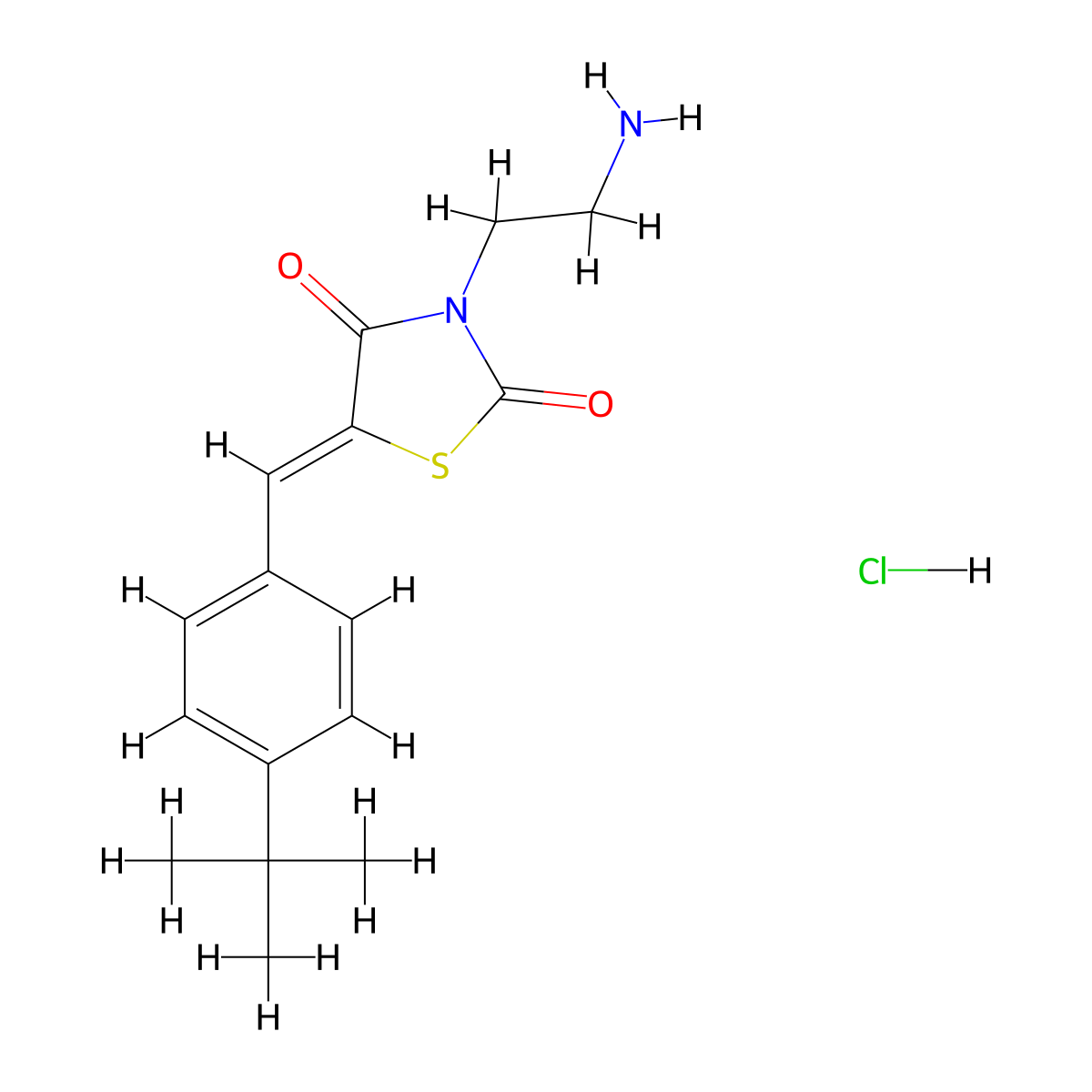 3-(2-Aminoethyl)-5-[(4-tert-butylphenyl)methylidene]-1,3-thiazolidine-2,4-dione hydrochloride molecular structure, CAS 1286378-78-6