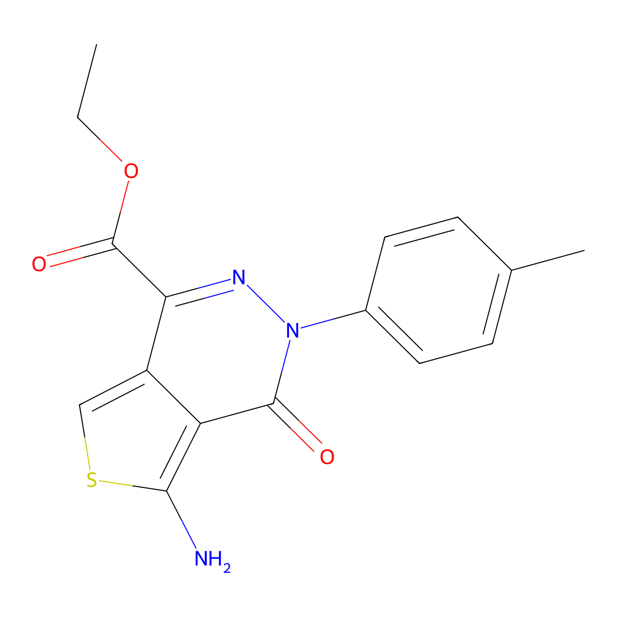 Ethyl 5-amino-3-(4-methylphenyl)-4-oxothieno[3,4-d]pyridazine-1-carboxylate molecular structure, CAS 128639-62-3