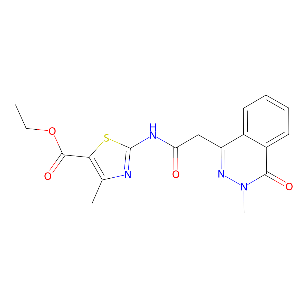 Ethyl 4-methyl-2-{[(3-methyl-4-oxo-3,4-dihydrophthalazin-1-yl)acetyl]amino}-1,3-thiazole-5-carboxylate molecular structure, CAS 1286450-25-6