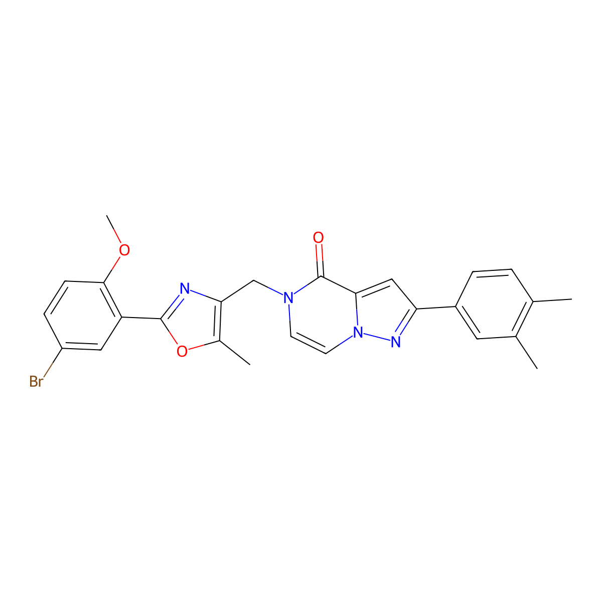 5-((2-(5-bromo-2-methoxyphenyl)-5-methyloxazol-4-yl)methyl)-2-(3,4-dimethylphenyl)pyrazolo[1,5-a]pyrazin-4(5H)-one molecular structure, CAS 1286465-56-2