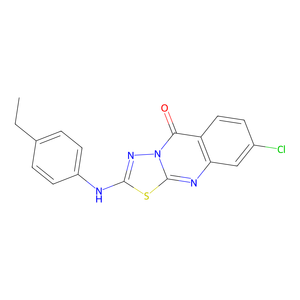 8-chloro-2-[(4-ethylphenyl)amino]-5H-[1,3,4]thiadiazolo[2,3-b]quinazolin-5-one molecular structure, CAS 1286482-99-2
