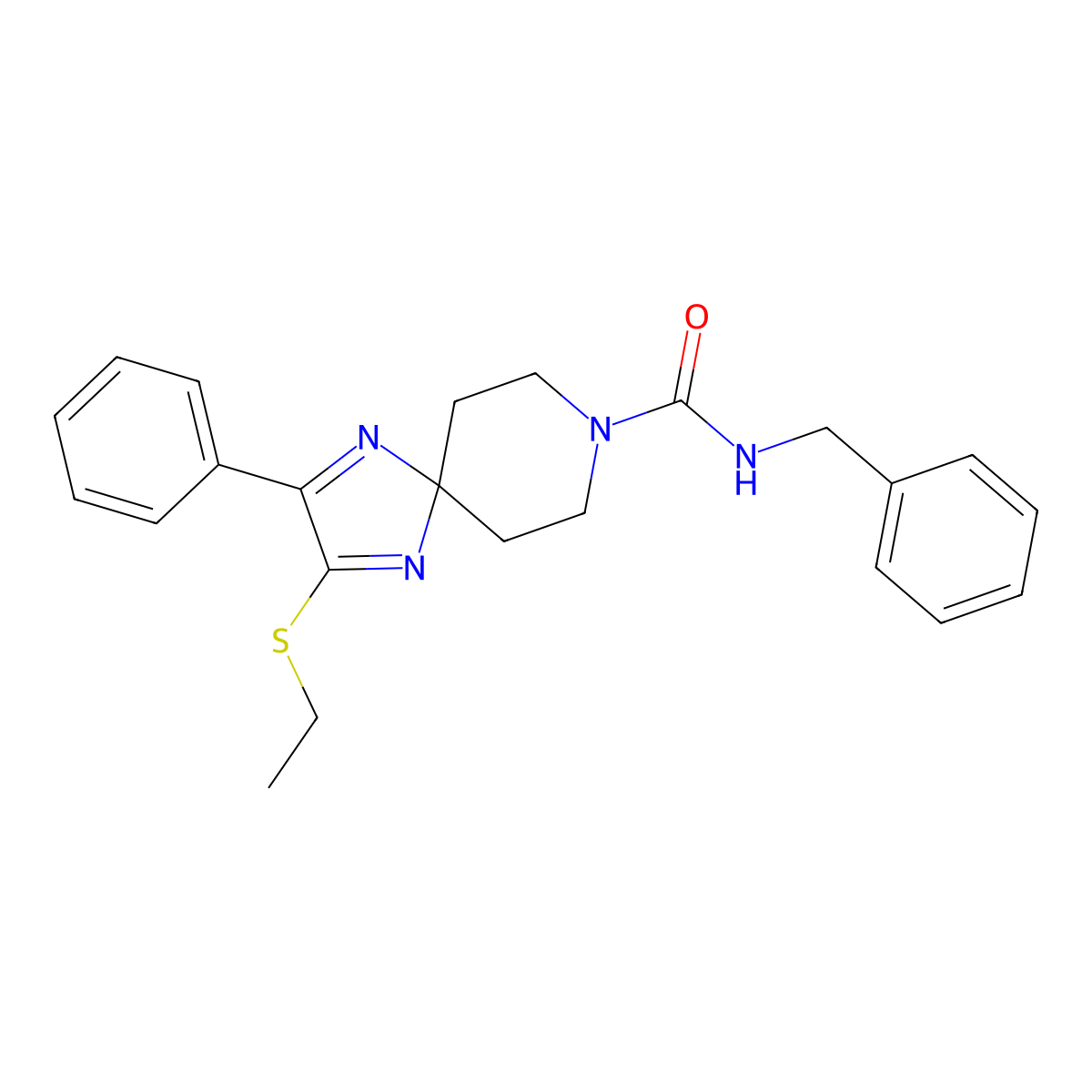 N-benzyl-2-(ethylthio)-3-phenyl-1,4,8-triazaspiro[4.5]deca-1,3-diene-8-carboxamide molecular structure, CAS 1286515-36-3