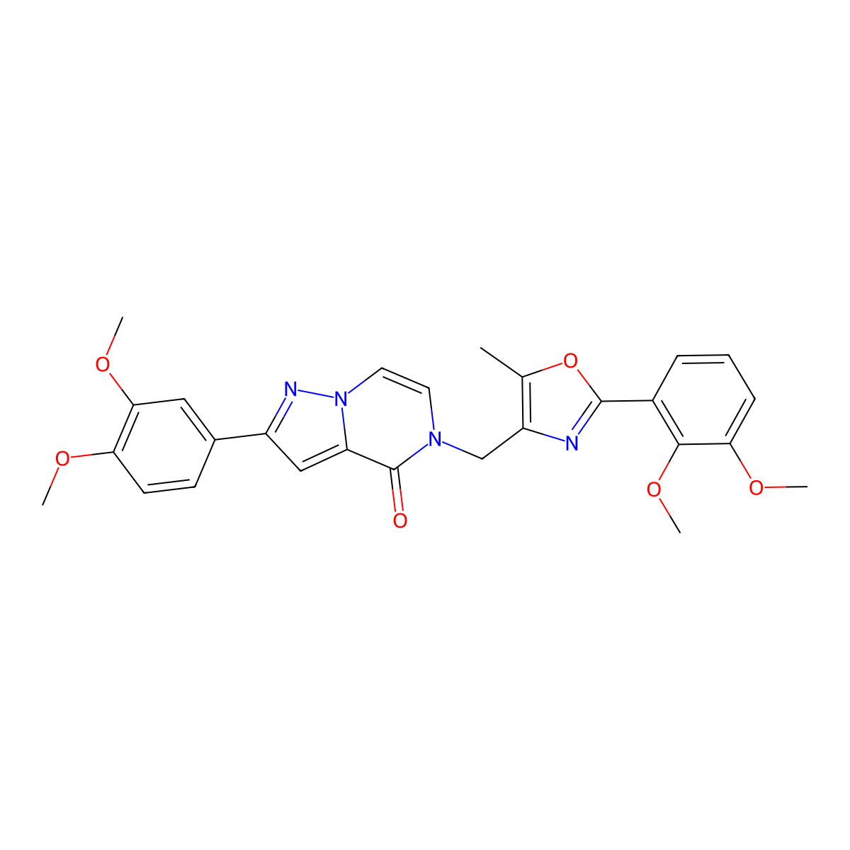 2-(3,4-dimethoxyphenyl)-5-((2-(2,3-dimethoxyphenyl)-5-methyloxazol-4-yl)methyl)pyrazolo[1,5-a]pyrazin-4(5H)-one molecular structure, CAS 1286574-29-5