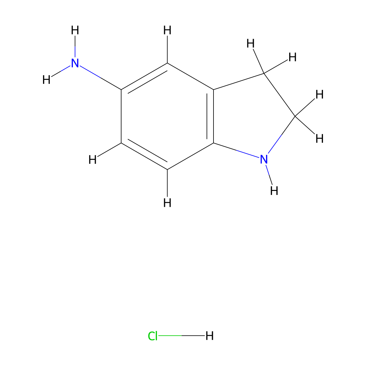 Indolin-5-amine hydrochloride molecular structure, CAS 1286676-80-9